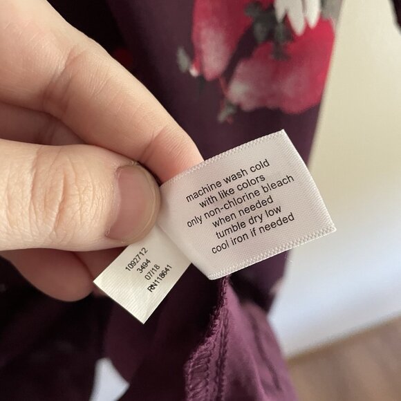 Lane Bryant Women SZ 14 Burgundy Floral V-Neck 3/4 Sleeve Sheath Dress - Picture 8 of 9